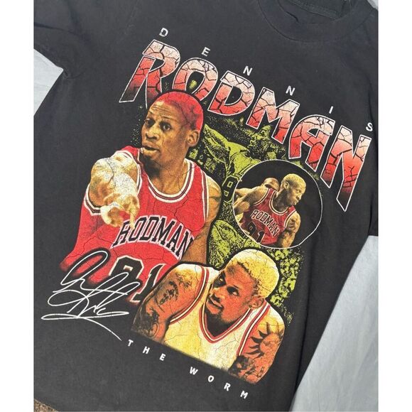 Dennis Rodman Apparel T-Shirt Mens Medium NBA Basketball Style Streetwear Black - Picture 1 of 5